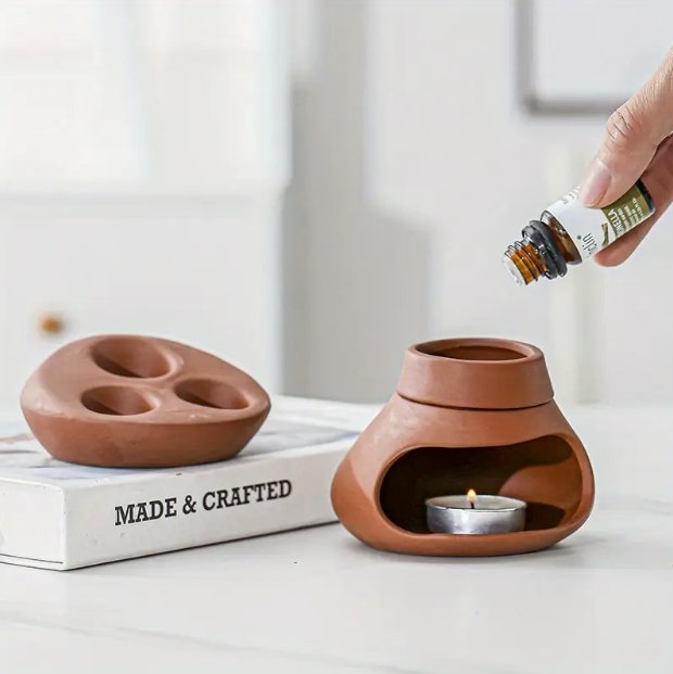 🧡 Ceramic Oil Burner Set & Holder