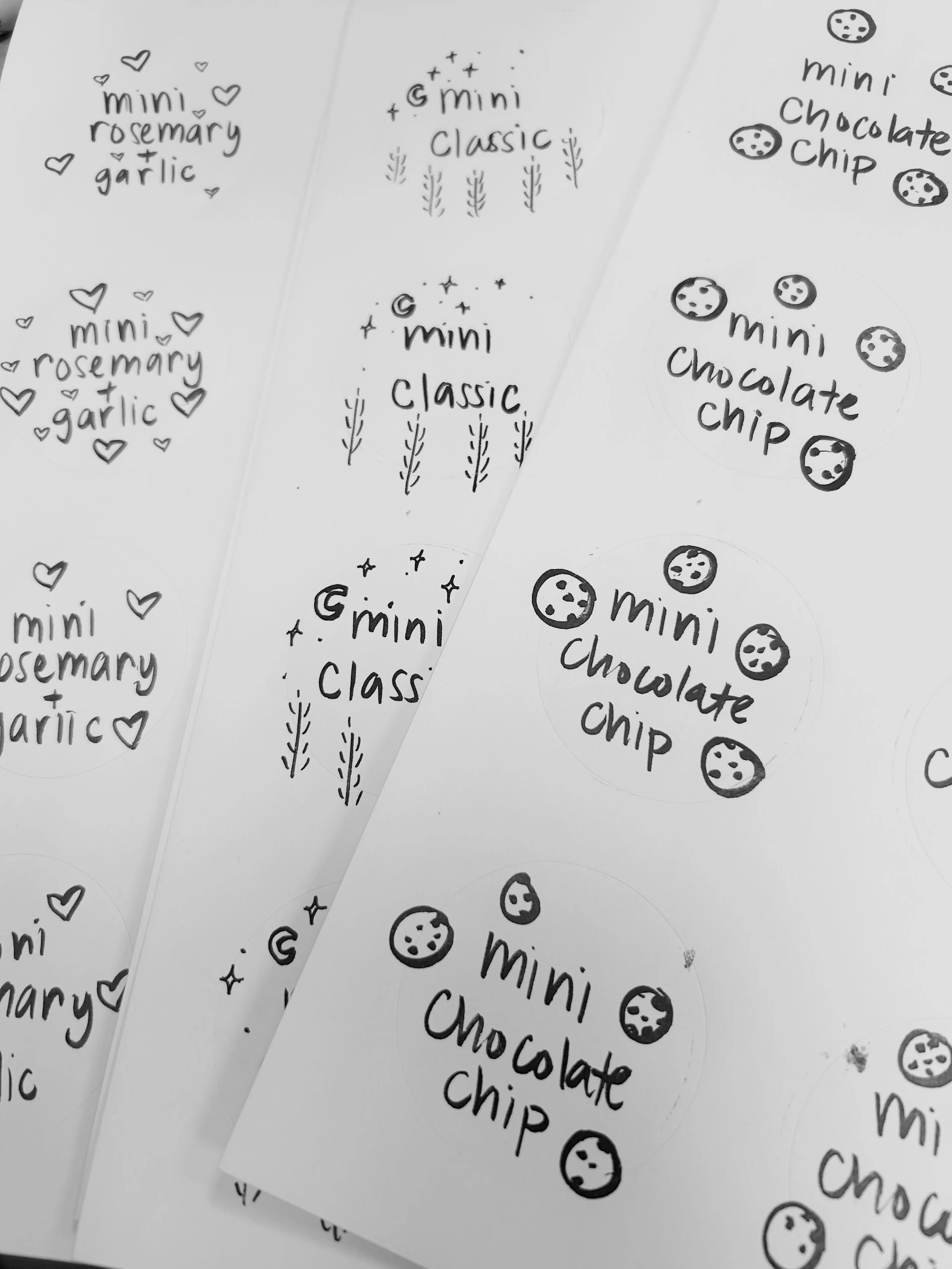 Close-up of mini loaf labels