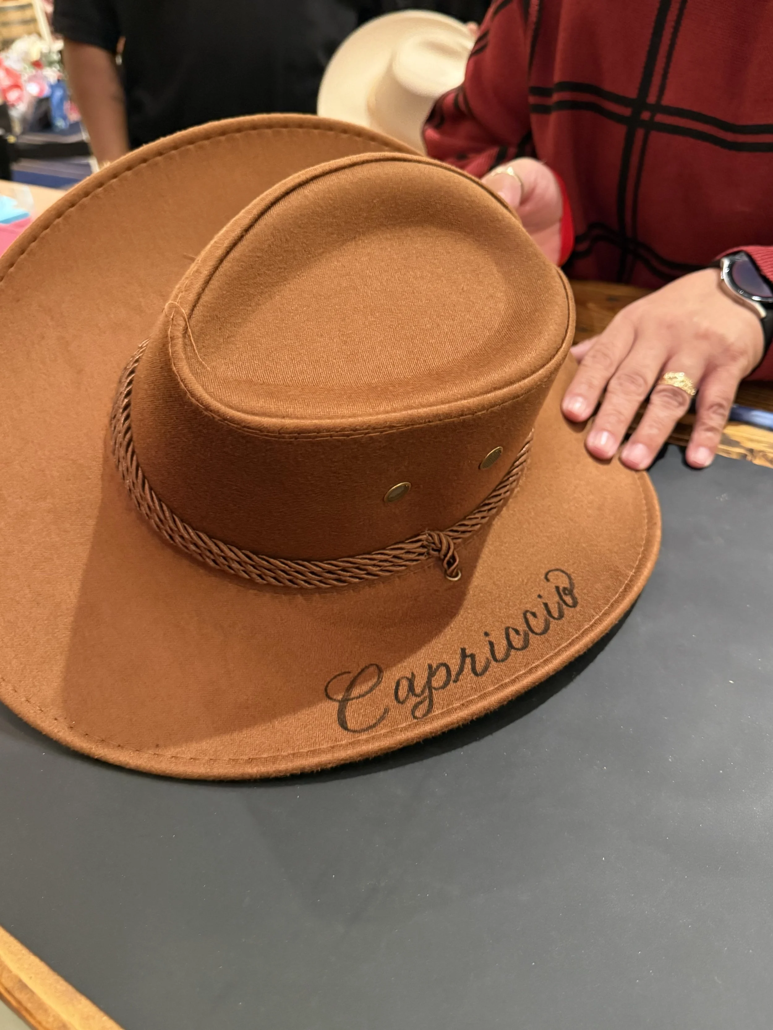 Calligraphy on Cowboy Hats by Susan Houseman Designs 