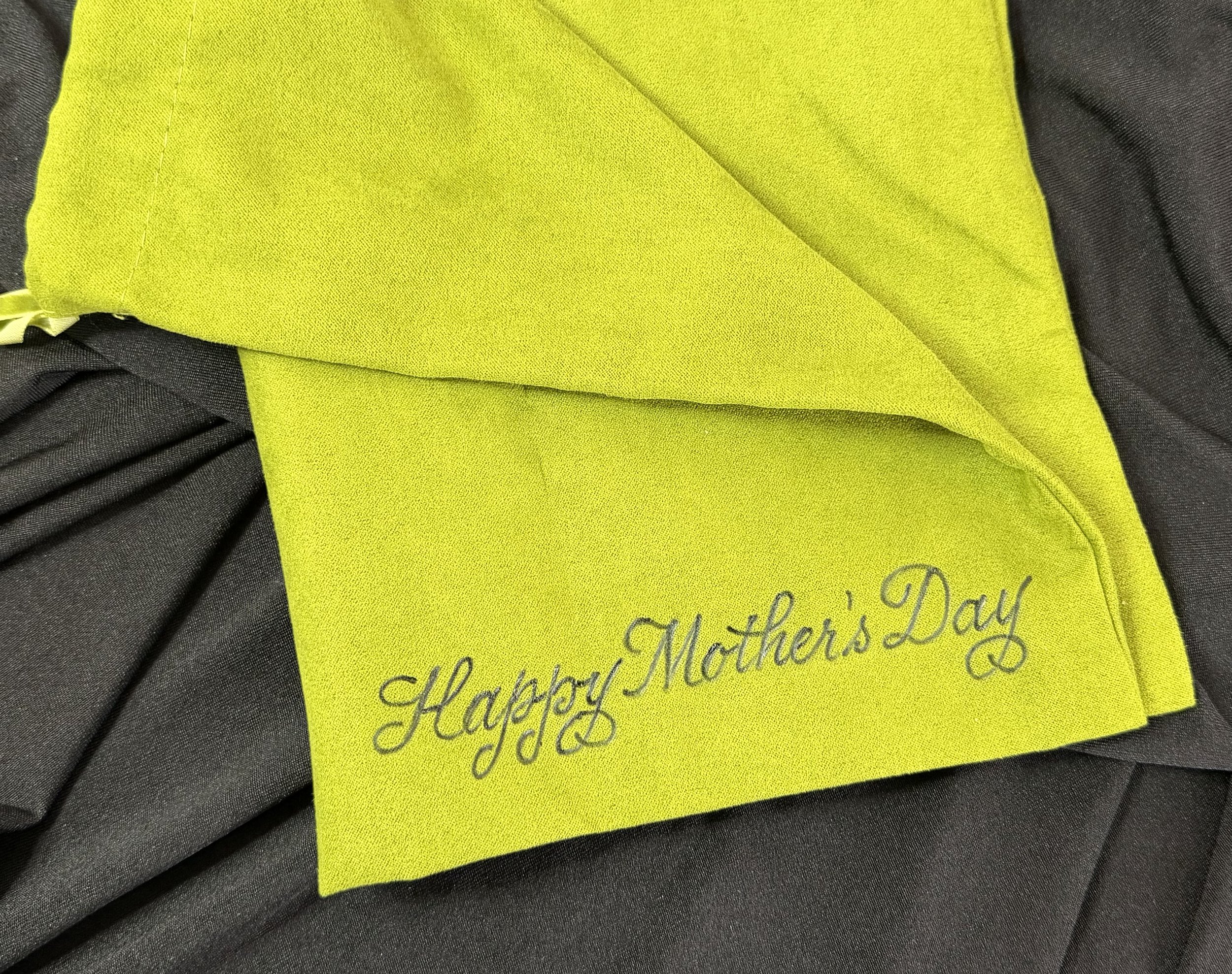 Personalizing dust bag for handbag by Susan Houseman Designs. 