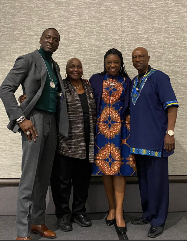 Picture of Yusef Salaam, Central Park 5, Marva L. Lewis, Judge Trina Thompson (Federal Judge), and Cephus Jackson, uncle of Oscar Grant
