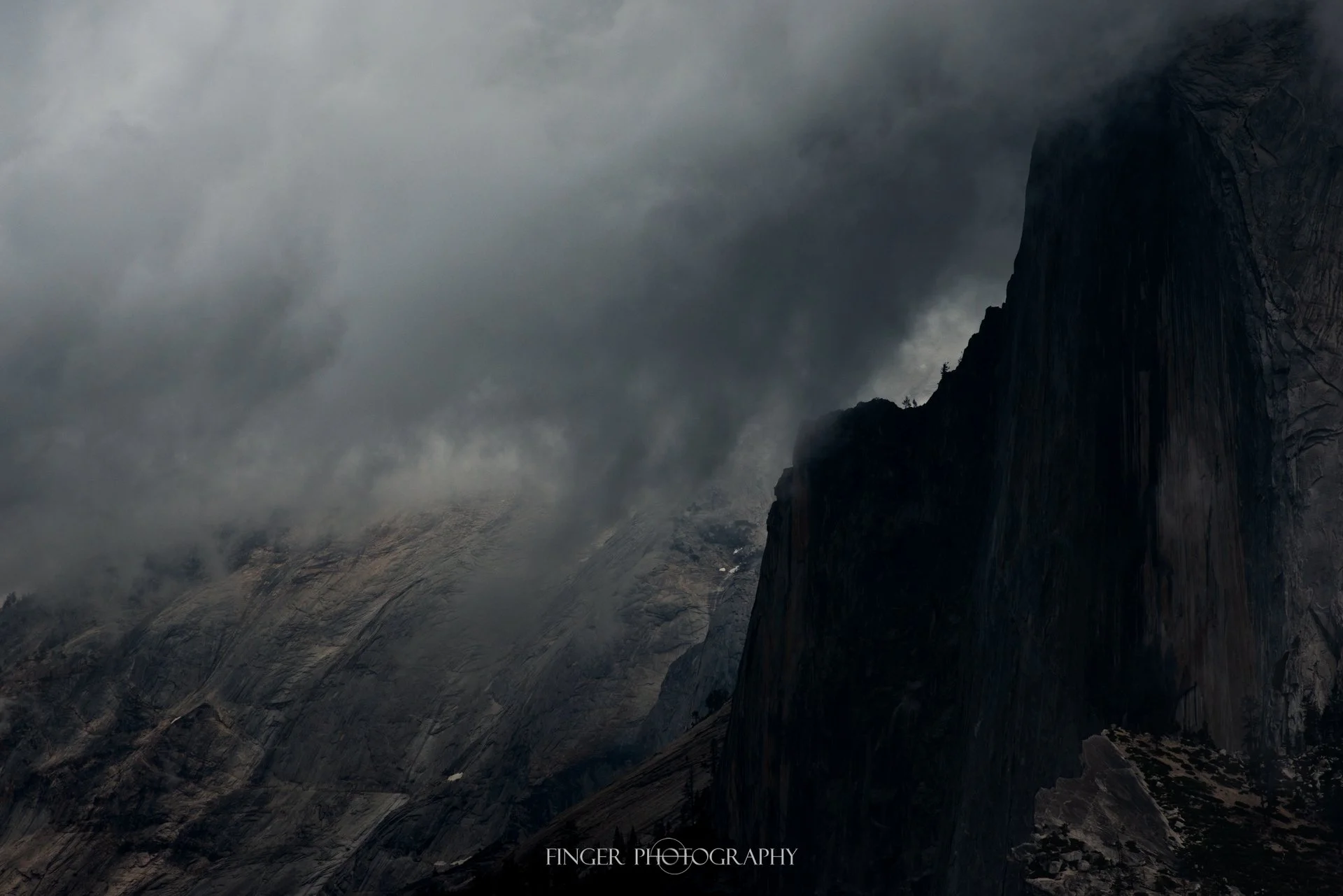 Foggy detail of Half Dome