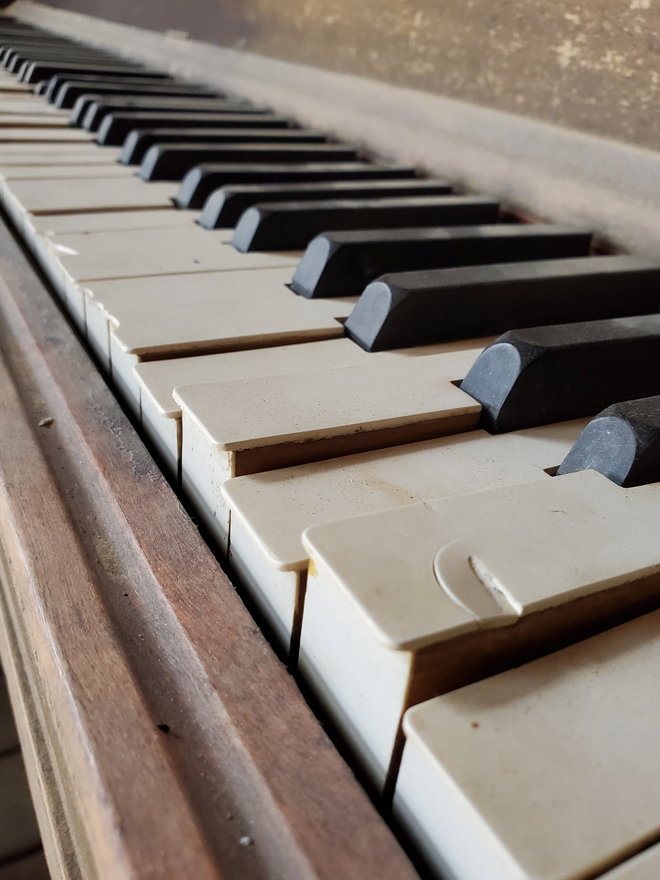 Detail of busted piano keys