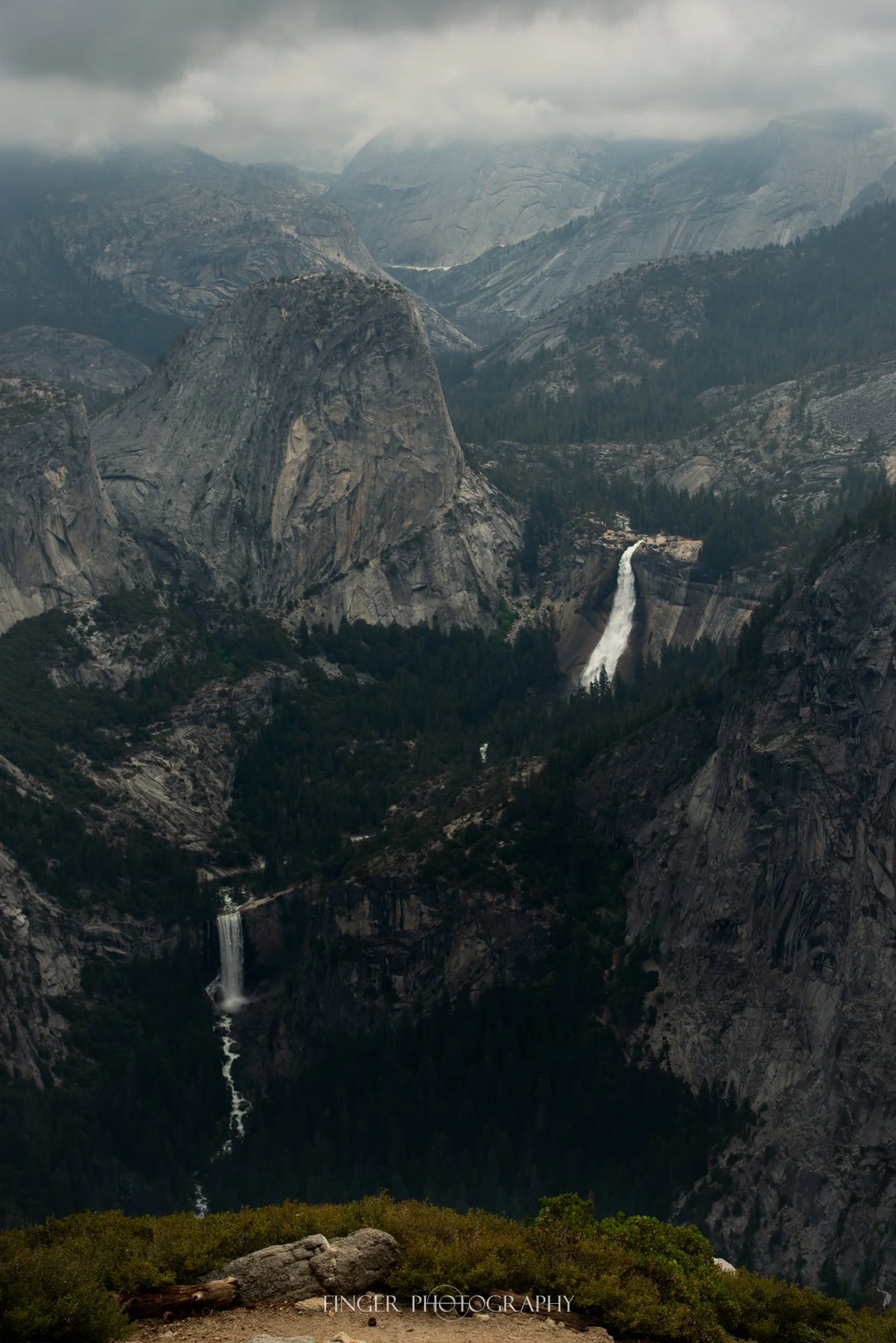 Half Dome, Nevada Falls and Vernal Falls in Yosemite National Park. 