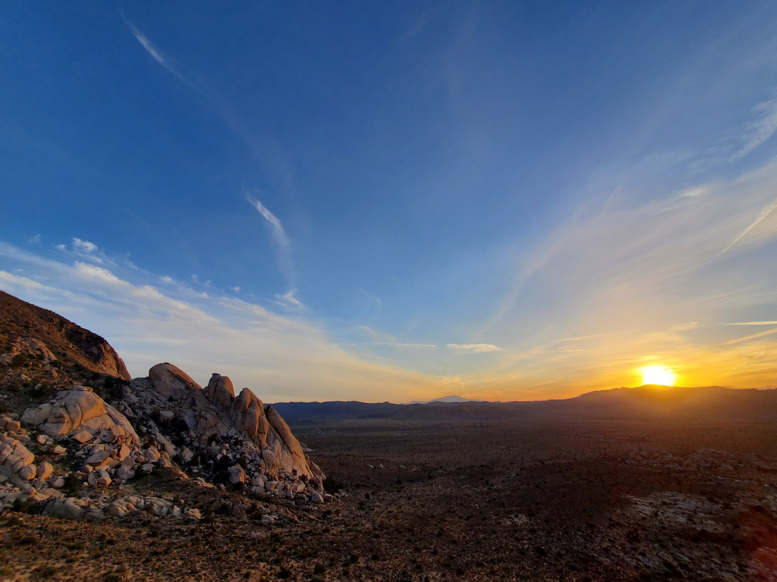 Sunset over the desert in Joshua Tree National Park