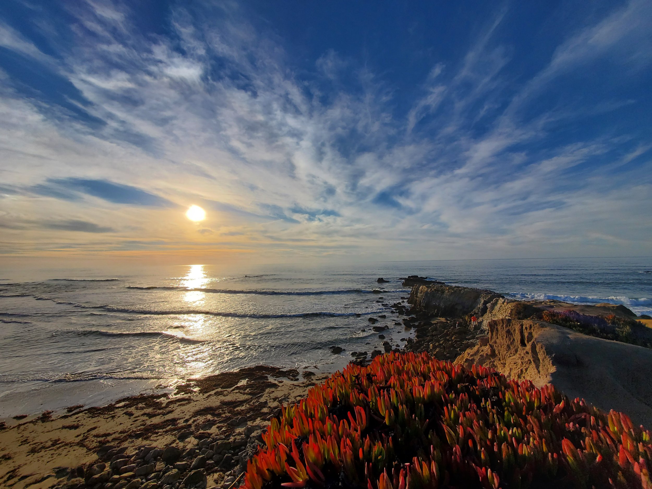 Sunset over the beach at Pescadero, California