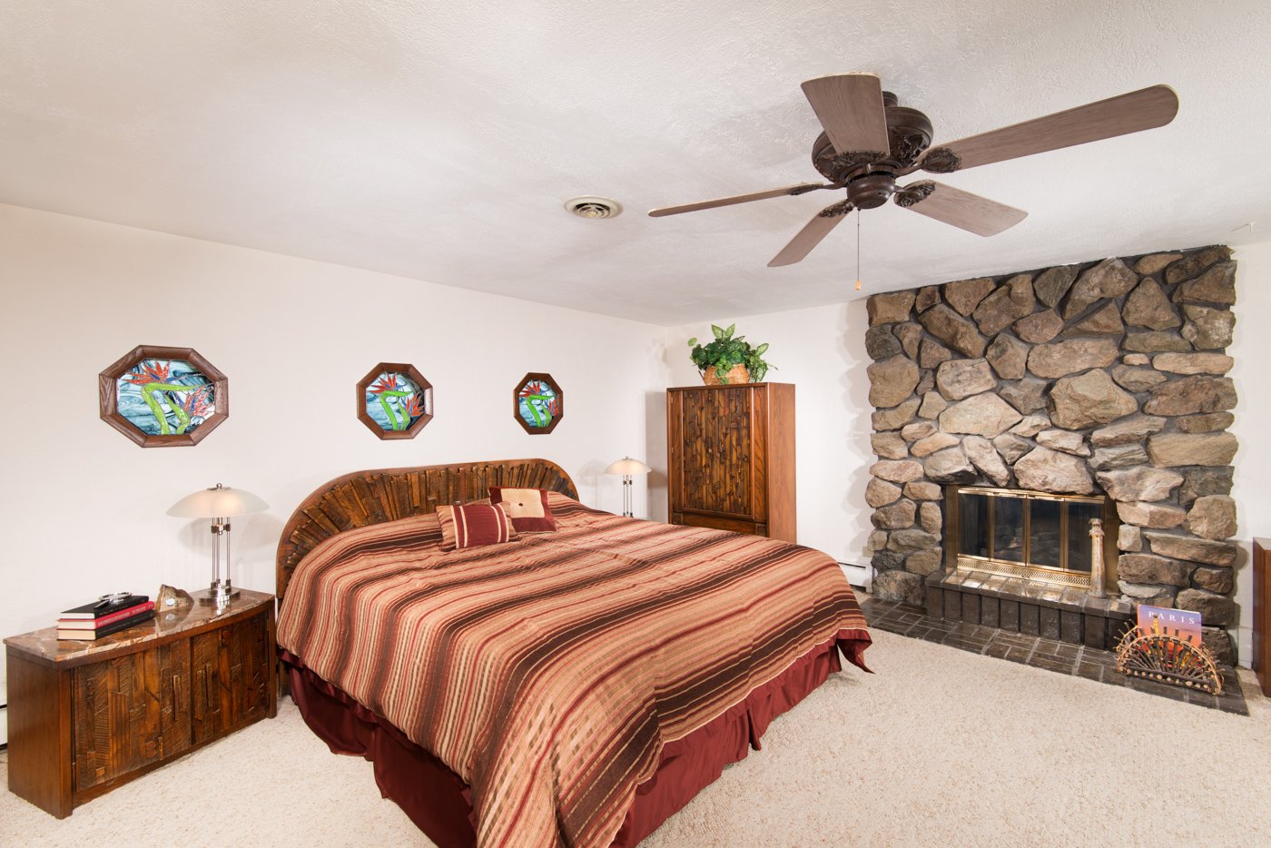 Primary bedroom inside a residential home in Wisconsin