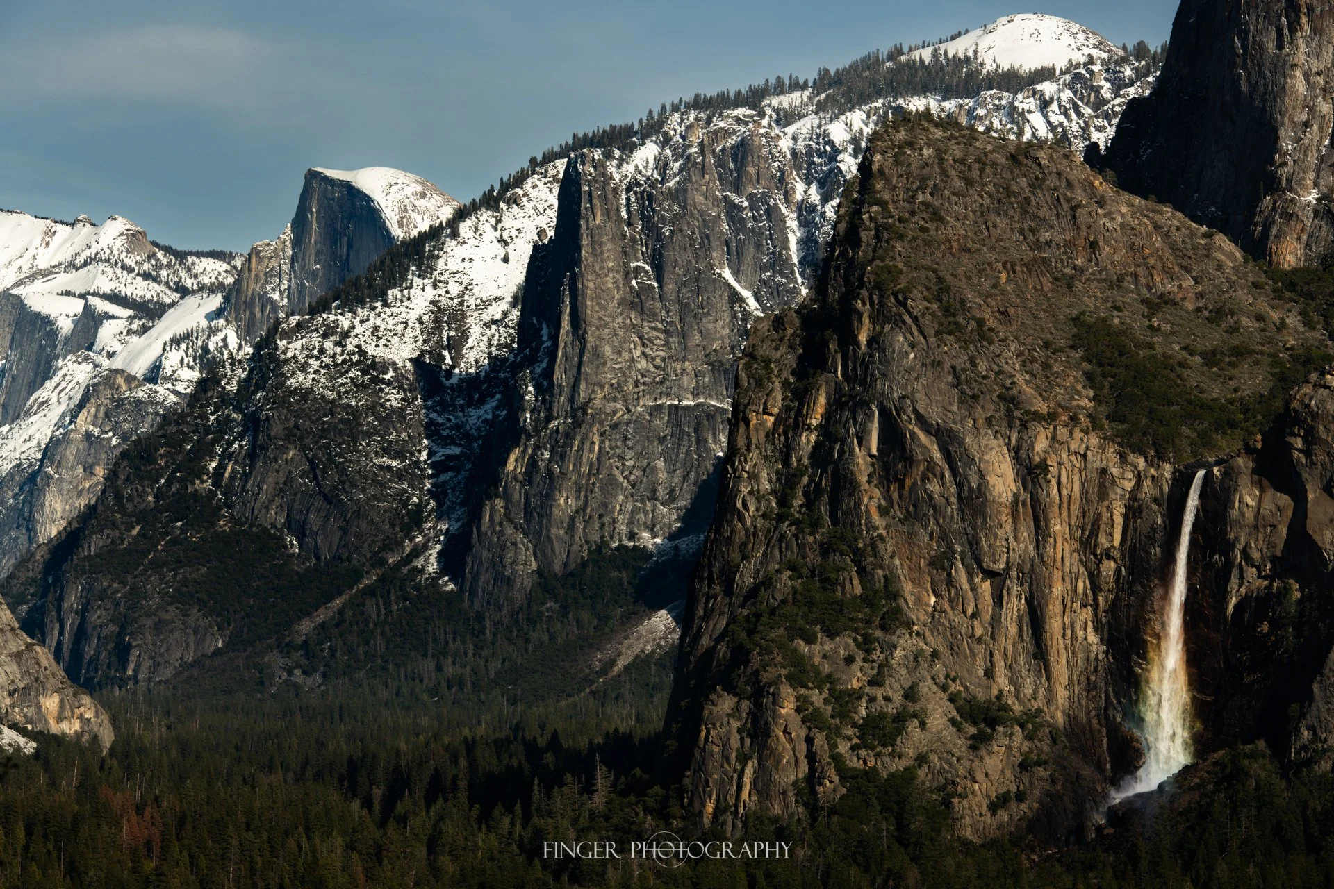 Half Dome, Bridalveil Falls and a dusting of snow.
