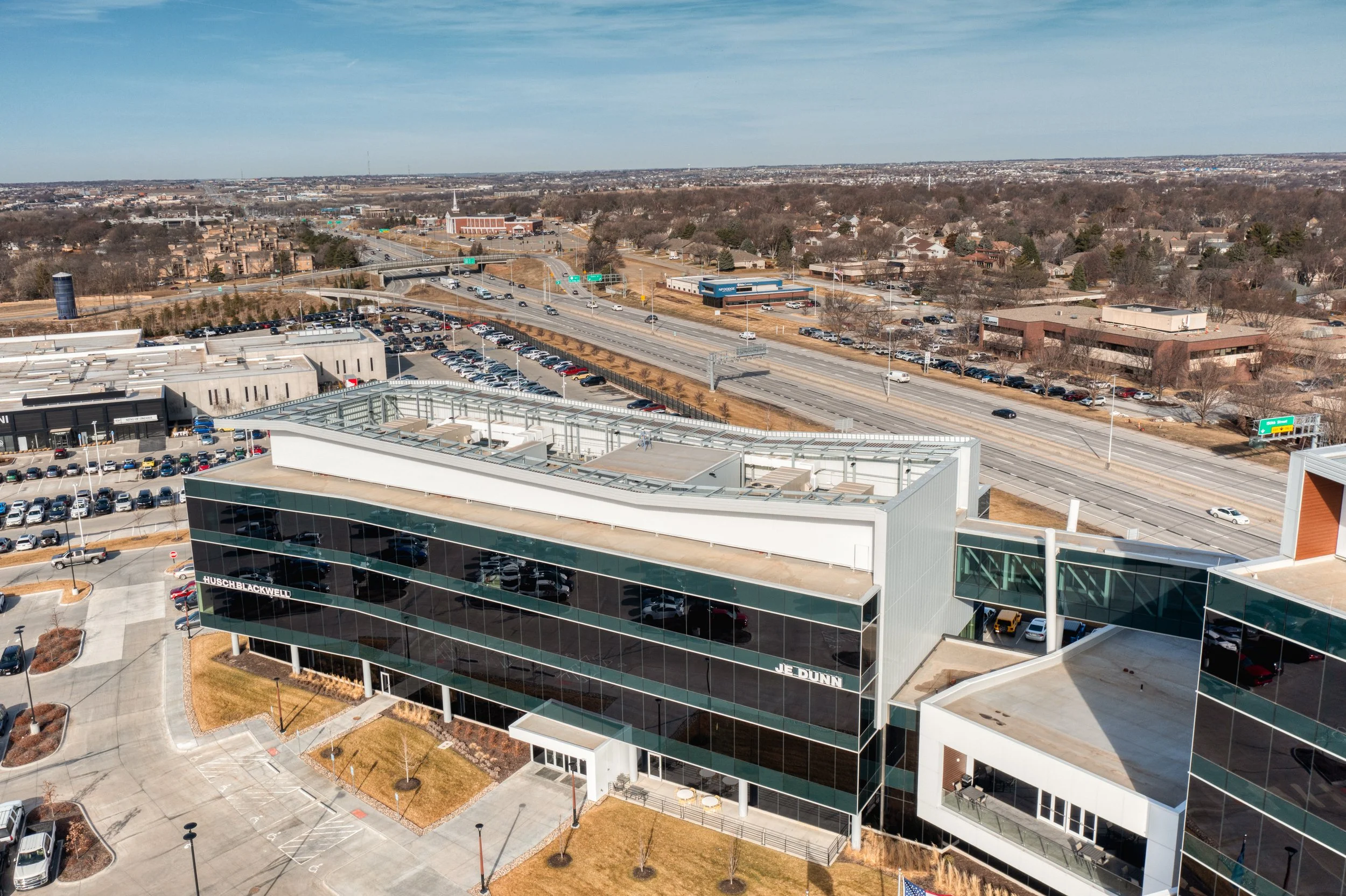 Aerial photograph of business building complex
