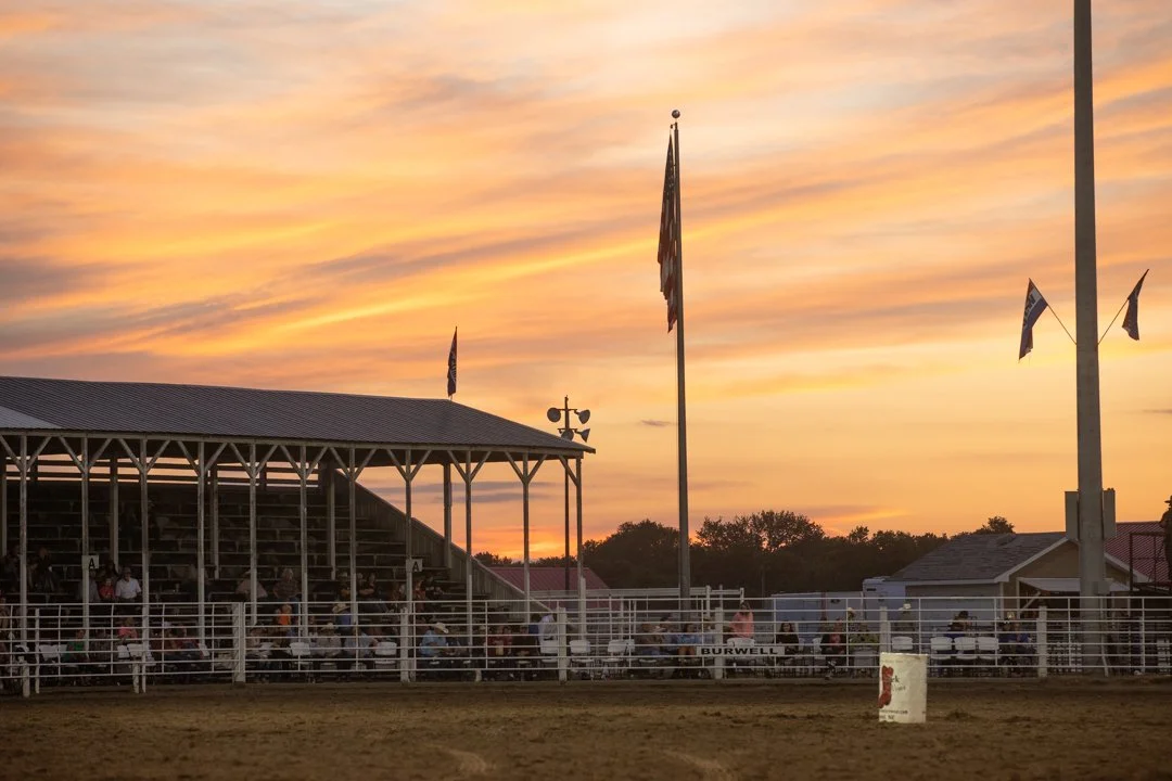 rodeo stadium at sunset, shot by commercial photographer Corey Rourke
