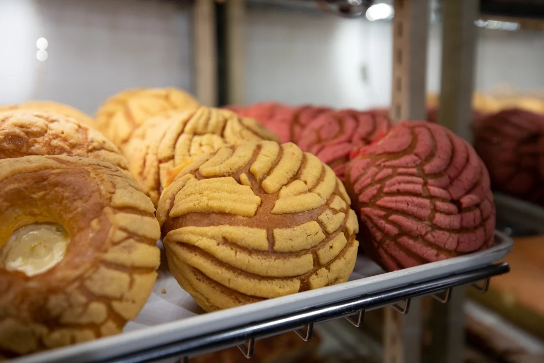 yellow and pink Mexican pastries, shot by commercial photographer Corey Rourke

