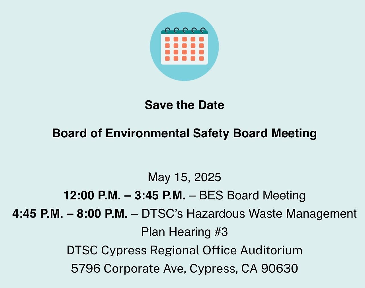 On Thursday, May 15, the Board of Environmental Safety at Department of Toxic Substances Control (DTSC) will meet in Los Angeles to review a Hazardous Waste Management Plan that puts frontline communities at even greater risk.
DTSC is the state age