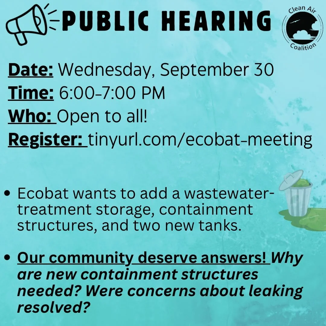 Written comments are due October 27 and can be sent to DTSC Project Manager Sam Coe at Sam.Coe@dtsc.ca.gov.
Permit-request materials are reportedly available at the La Puente Library.
We need transparency, accountability, and protections that come be