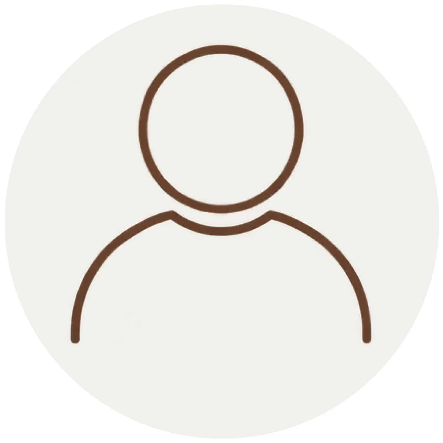 Outline of a person with no facial features, depicted in simple brown lines on a light background.