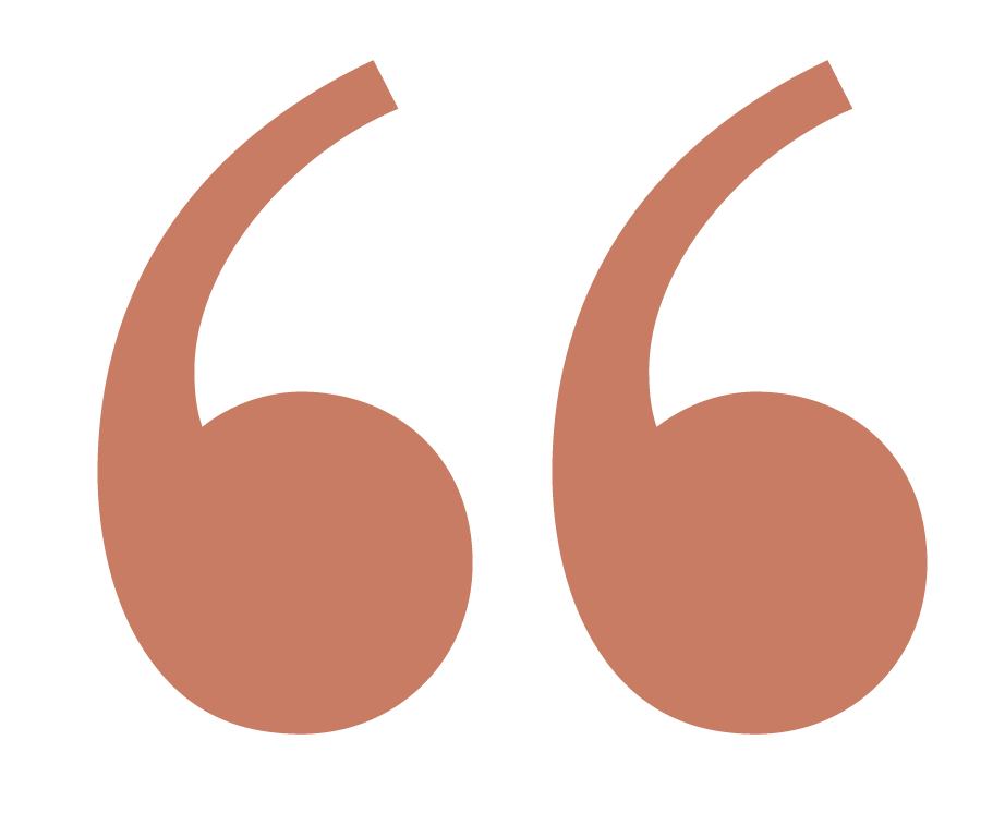 Large brown quotation marks on a black background.