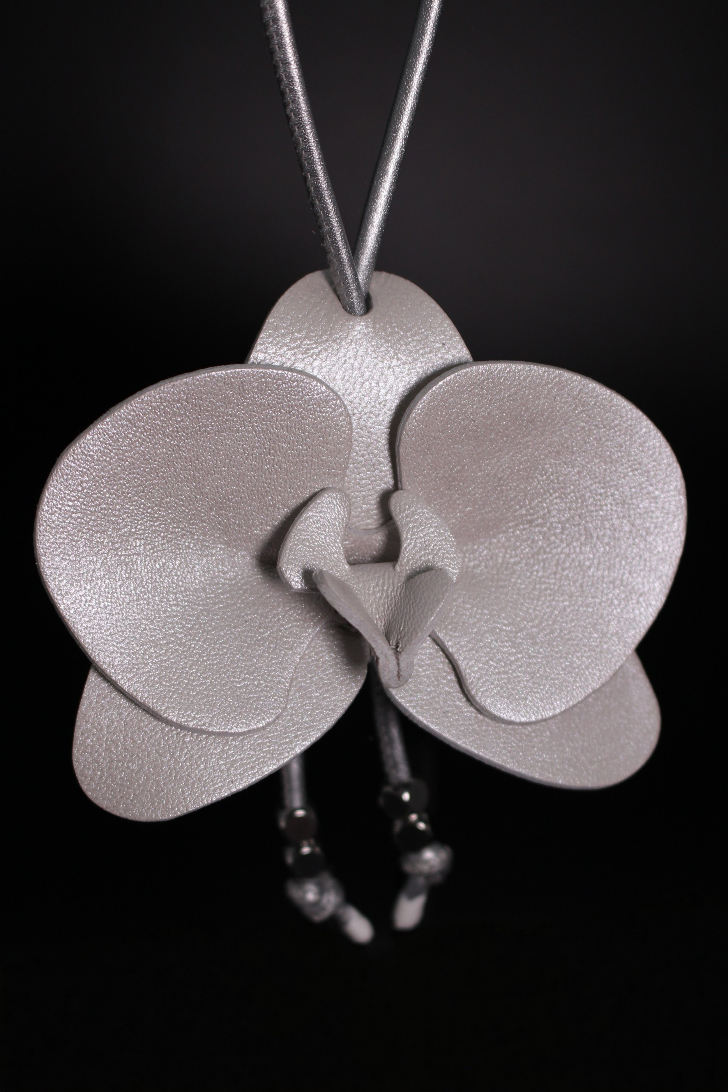 Pearl Lambskin Orchid Charm