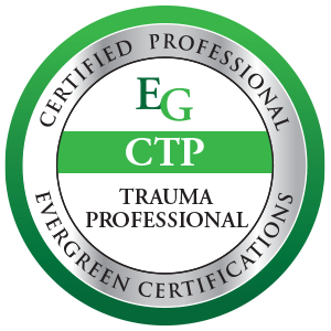 Amanda Lowrey, Certified Trauma Professional (CTP) badge; Offers trauma-informed therapy
