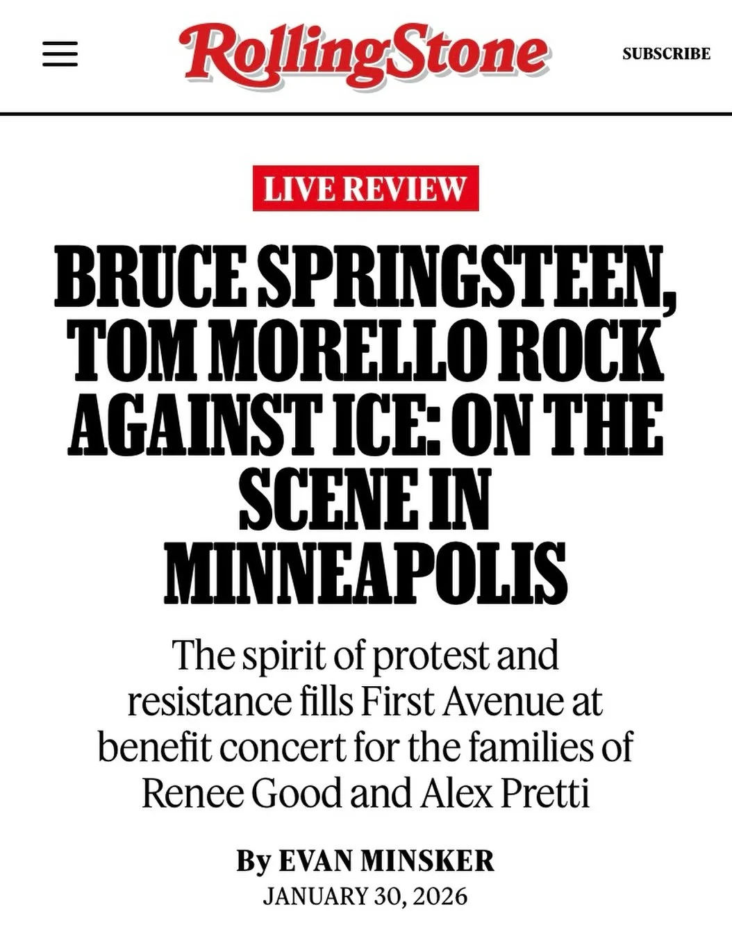 &ldquo;Arguably the biggest rock star on the face of the planet made a surprise appearance in an occupied and embattled city, and here he was singing the names of their murdered neighbors &mdash; about the blood on the ice-covered pavement. Amid a va