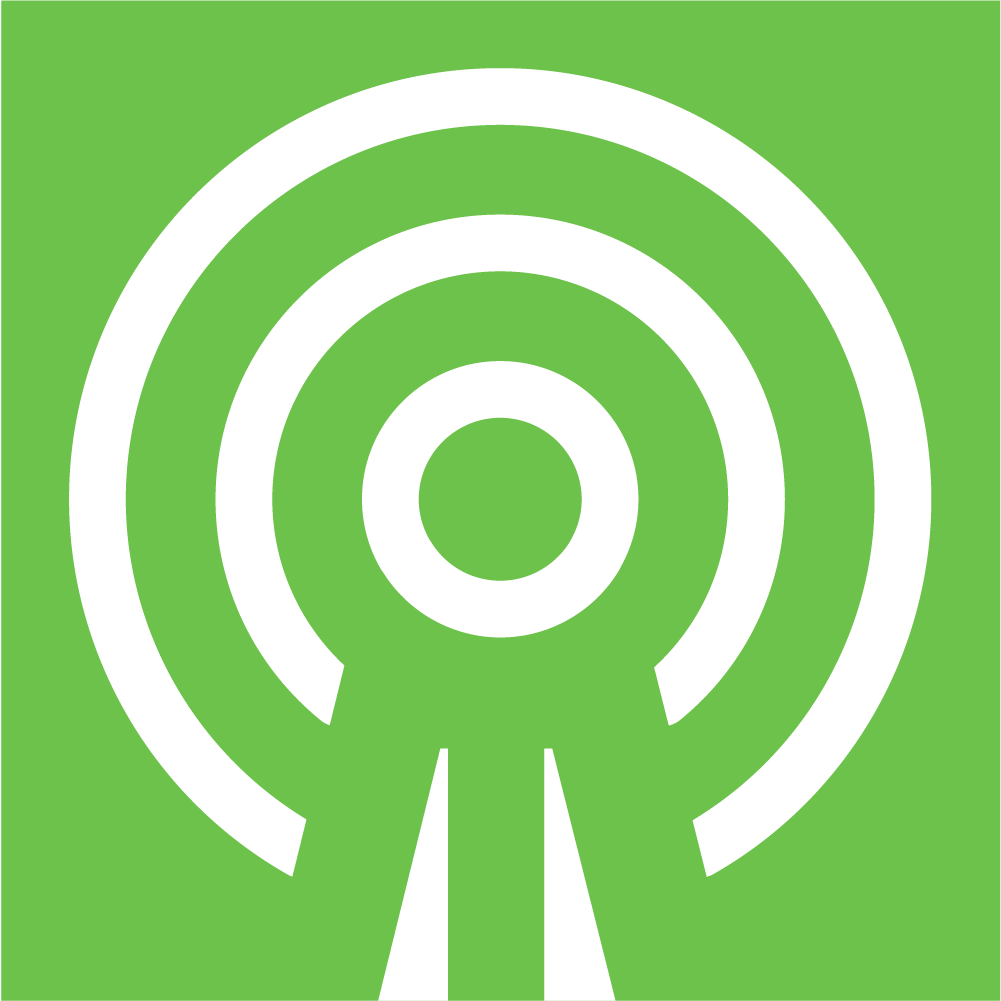 Green background with white concentric circles and a line pointing towards the center.