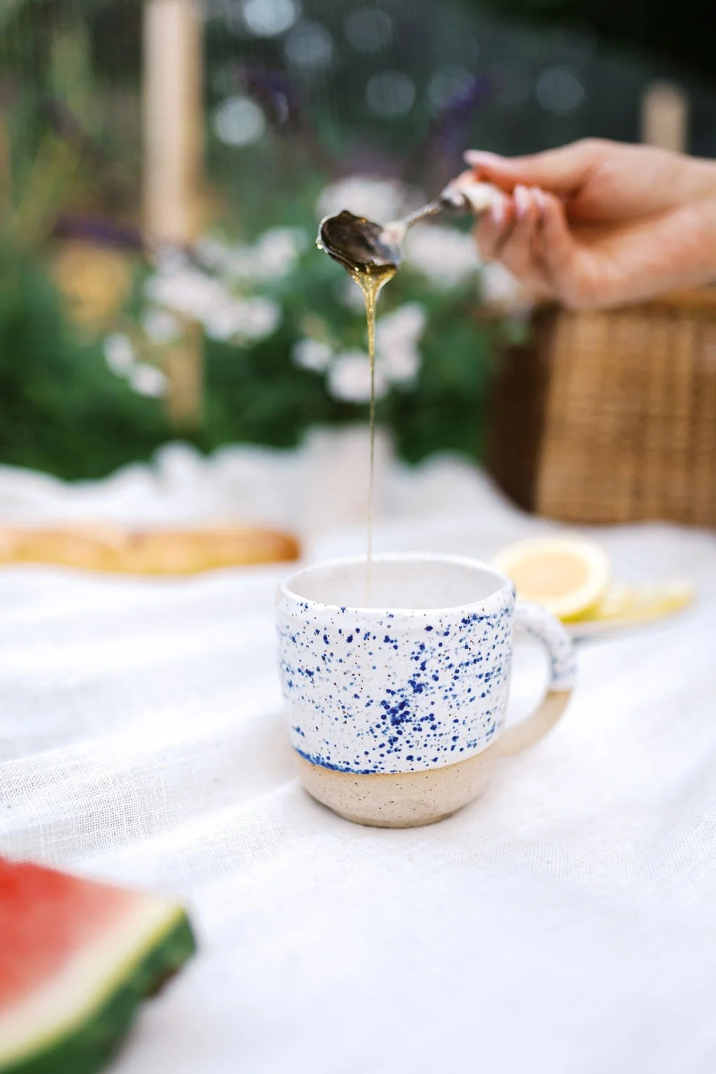12oz blue speckled mug