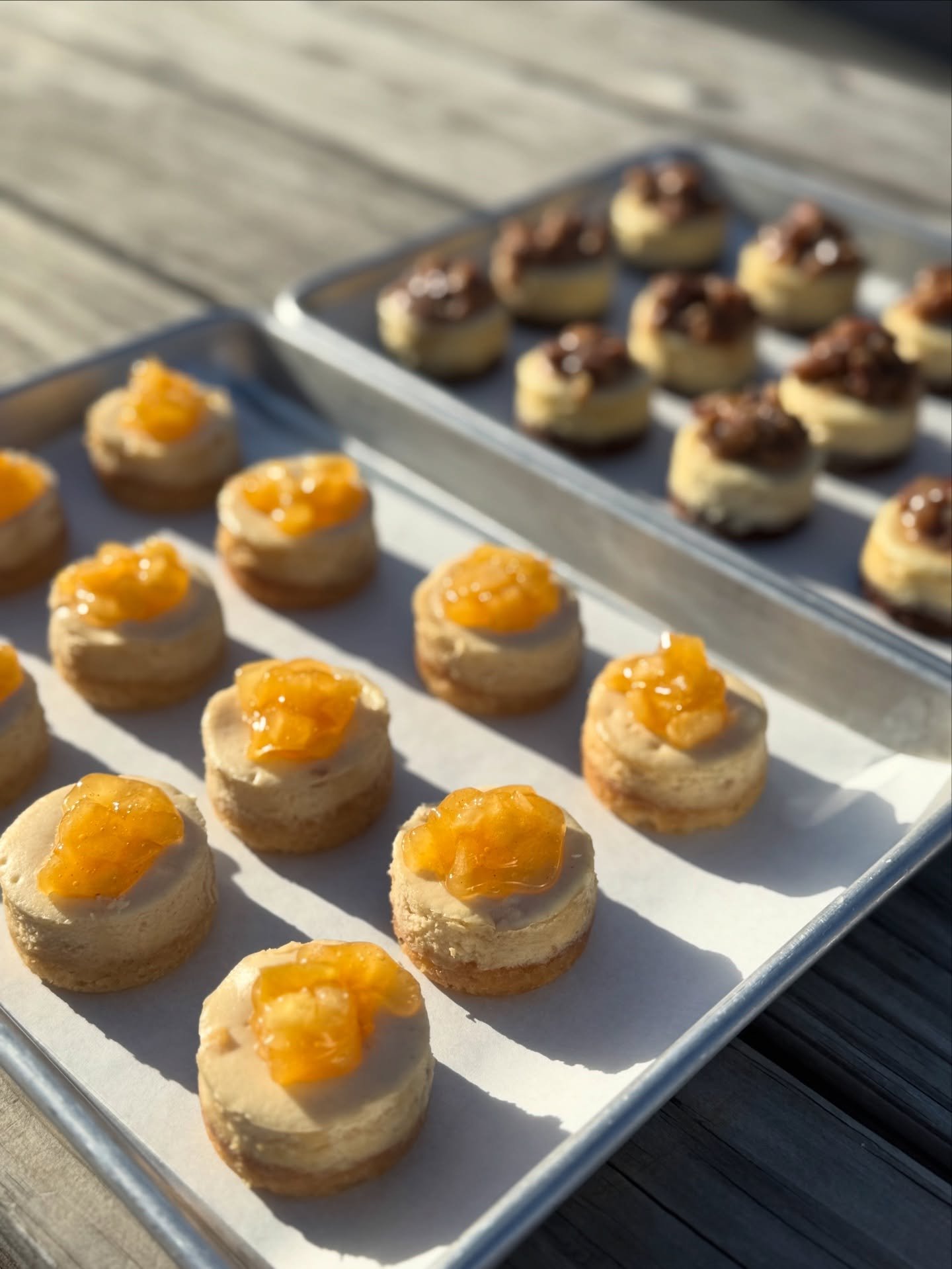 BOGO minis today at all locations!! 
Pictured is our November flavors - Caramel Apple Pie &amp; Brownie Pecan Pie! Come enjoy the last taste of fall before we full send into Christmas mode!!
Happy Black Friday🖤