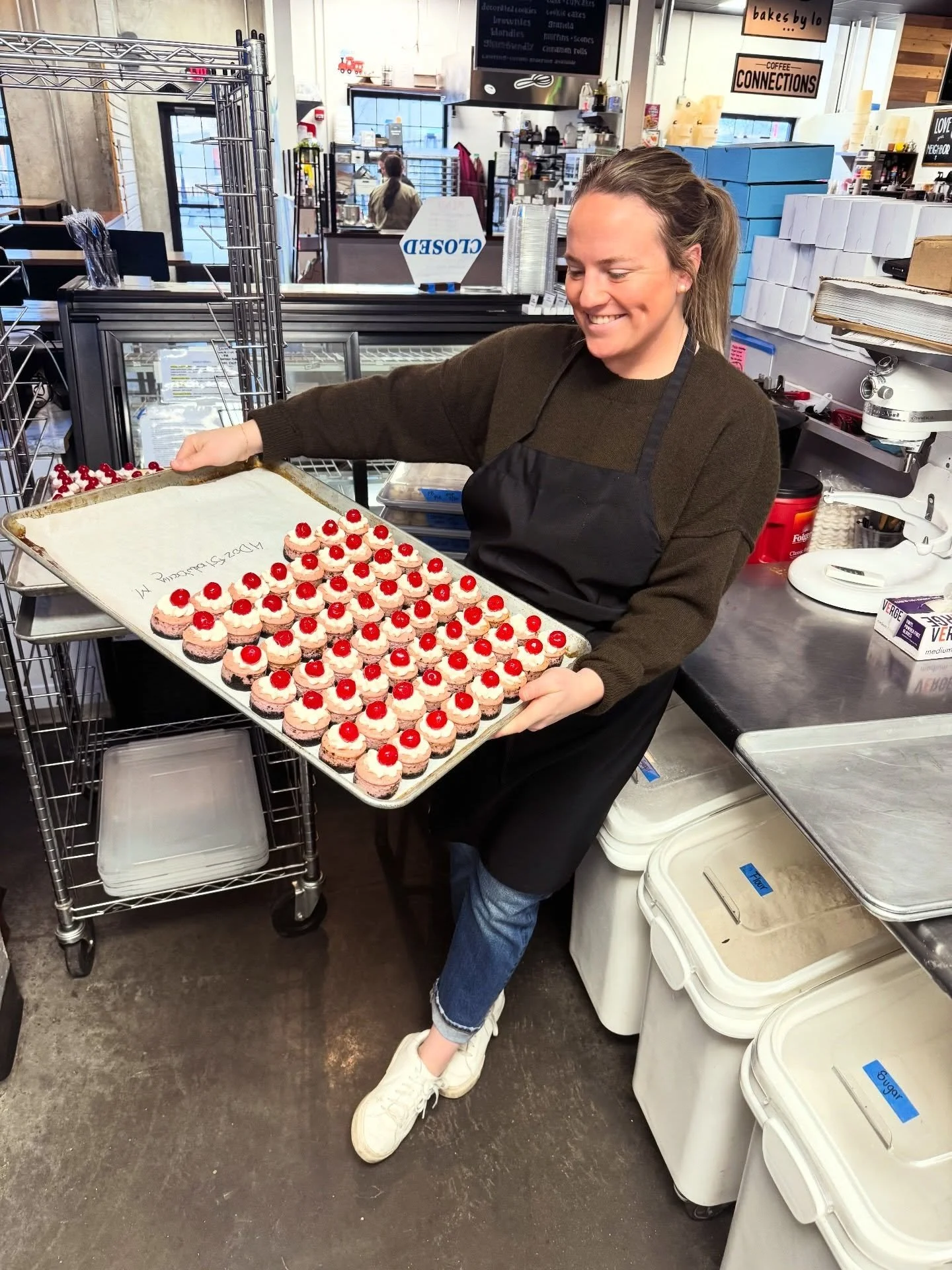 Strawberry Milkshake Minis to celebrate turning 33!!🎉🩷🍓Oreo crust, strawberry Oreo cheesecake topped with whipped cream &amp; a cherry🍒 headed out to all locations today!!