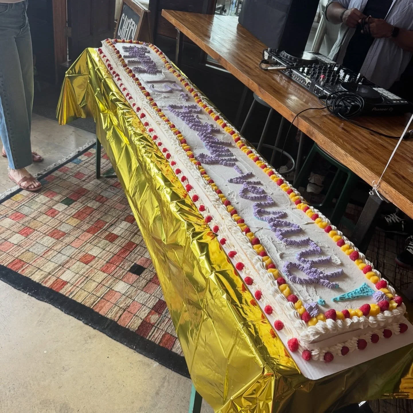 7 foot long sheet cake 🤝 @seventh_son_brewing turning 13! Come by today and get a pint of cake to celebrate💖💖