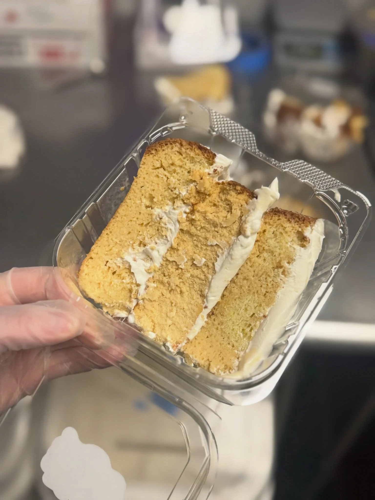 Tres leches cheesecake! 2 layers of tres leches cake with caramel cheesecake in the middle - we just tested this out for Cinco De Mayo &amp; need to make some edits - it barely fit in the container and the whipped cream layers made it really wobbly, 