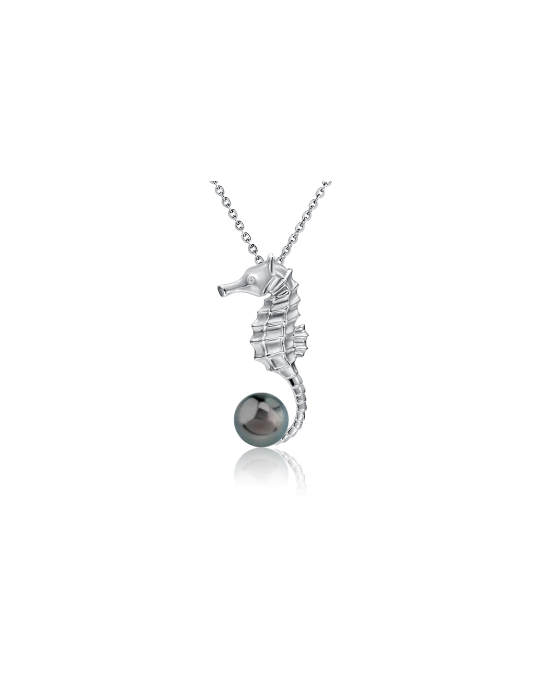 CZ Seahorse Tahitian Pearl Pendant