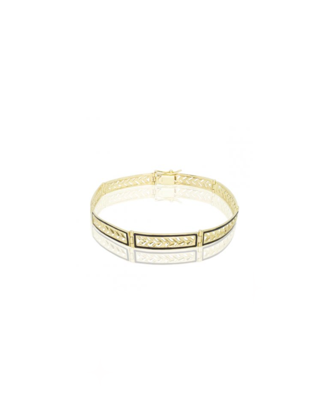 Maile Black Enamel Border Link Bracelet