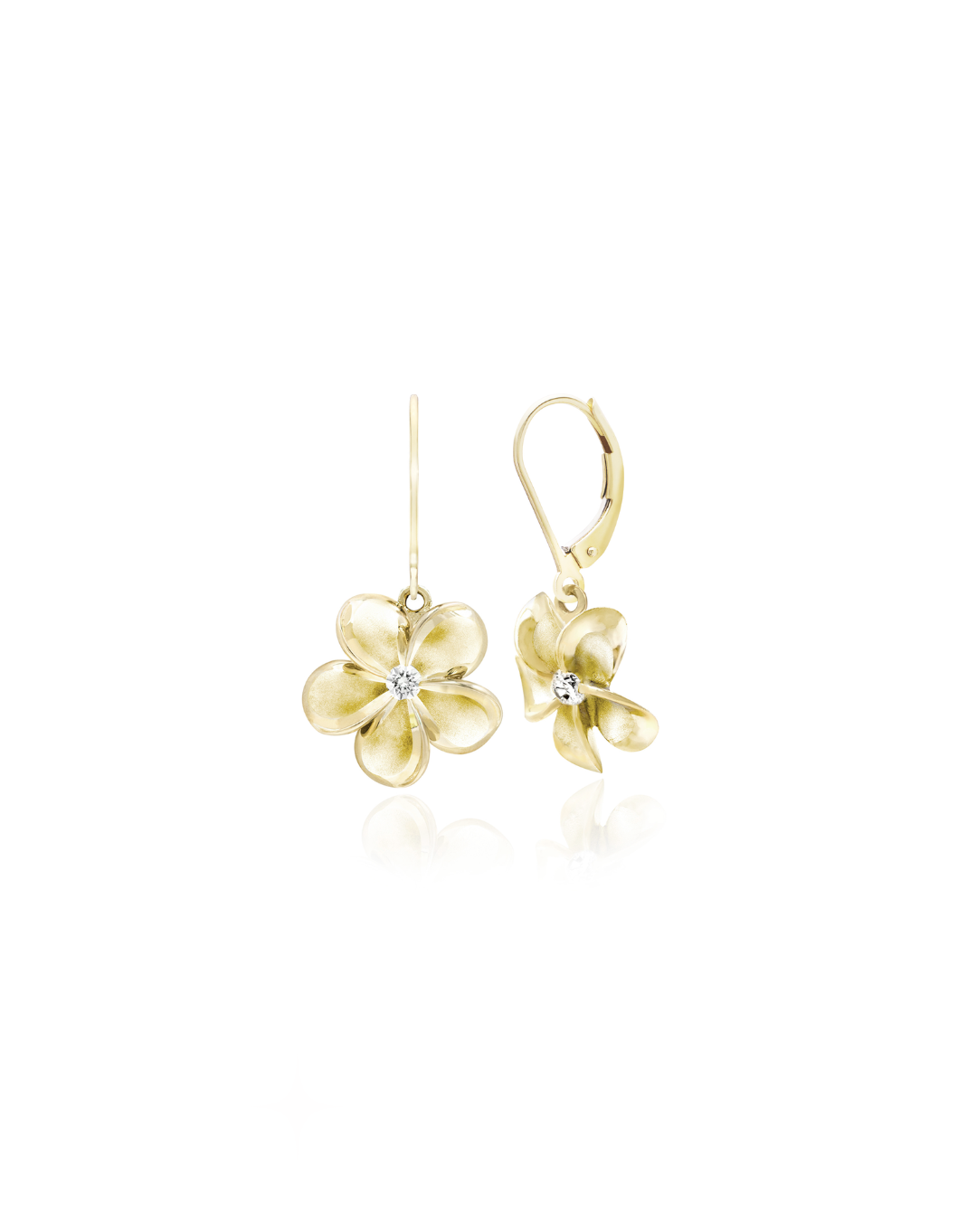 Plumeria Diamond Leverback Earrings