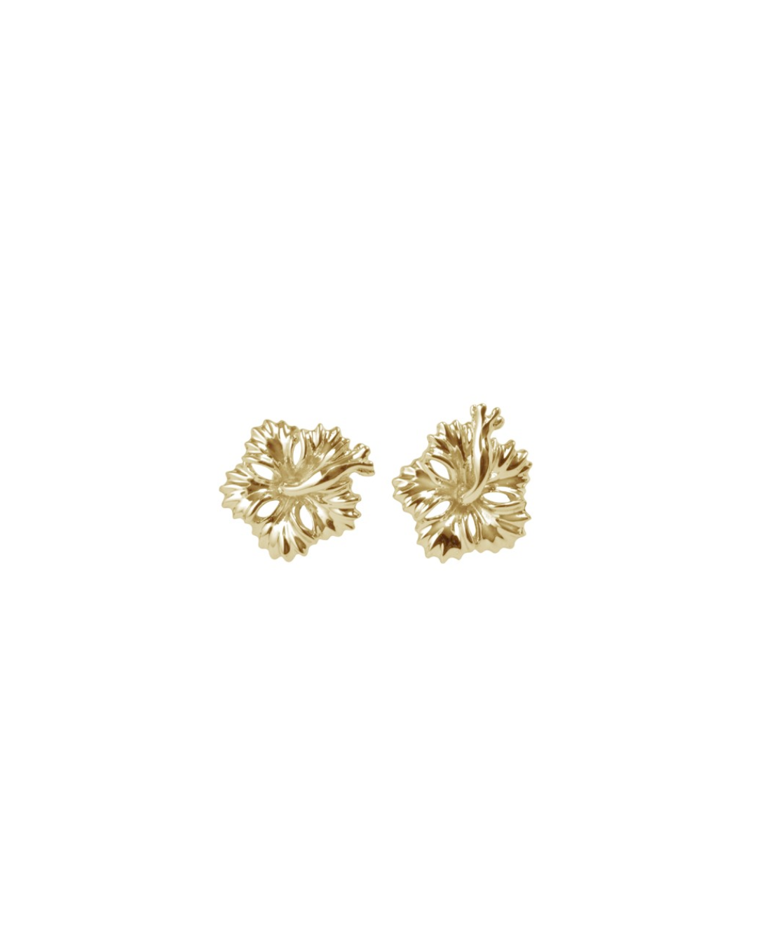 14K Hibiscus Earrings