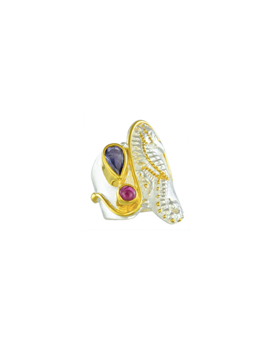 Lolite and Pink Tourmaline  Ring