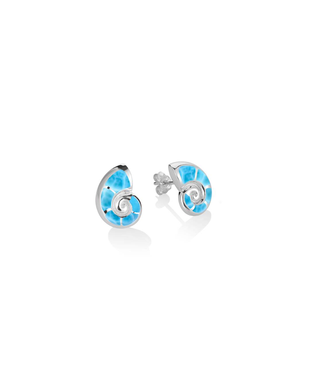 SS.Larimar Nautilus Shell Earrings