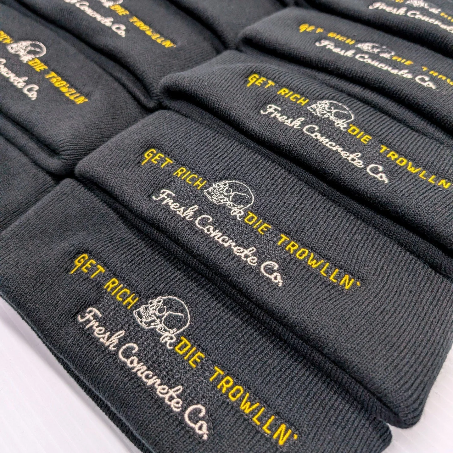 Fresh off the machines 🧢
Custom embroidered beanies made for @freshconcrete.co
Crisp stitching. Clean details. Built to last.

If you need premium embroidery for your brand, crew, or company &mdash;
Custom Print Lab has you covered.

📍 Made in Hami
