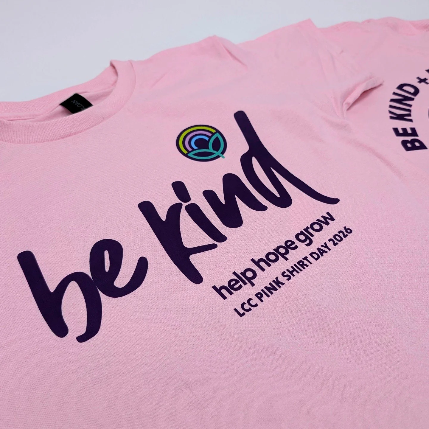 The last Wednesday of February is Pink Shirt Day in Canada.

A day to stand up against bullying &mdash; in schools, workplaces, at home, and online.

We were proud to produce these for LCC 💗
&ldquo;Be Kind. Help Hope Grow.&rdquo;

Printed locally in