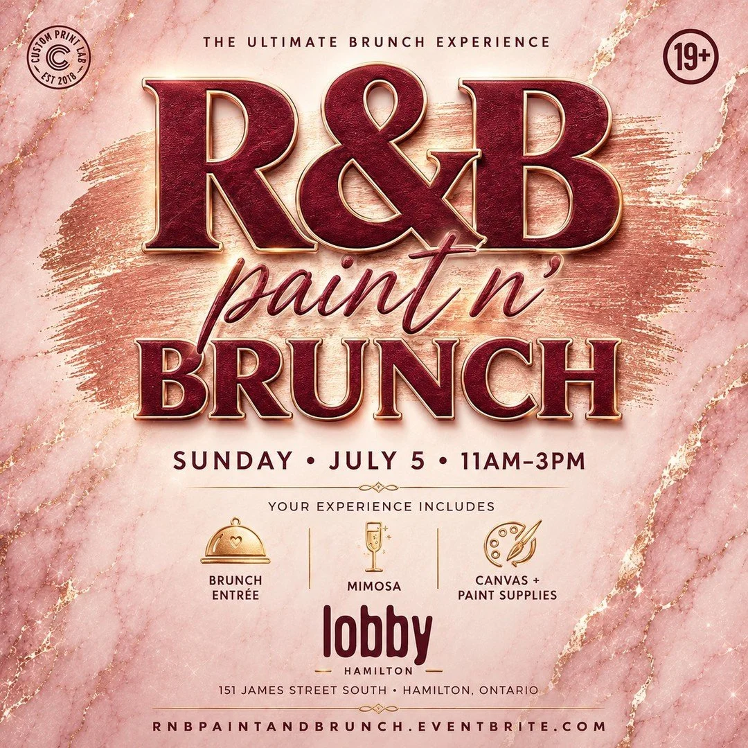 🥂🎨 Hamilton's Ultimate R&amp;B Paint N' Brunch is Here! 🎨🥂

Grab your friends and join us for an unforgettable afternoon of painting, brunch, mimosas, and all your favourite R&amp;B hits.

✨ Your $69 ticket includes:
🍽️ Brunch Entr&eacute;e
🥂 M