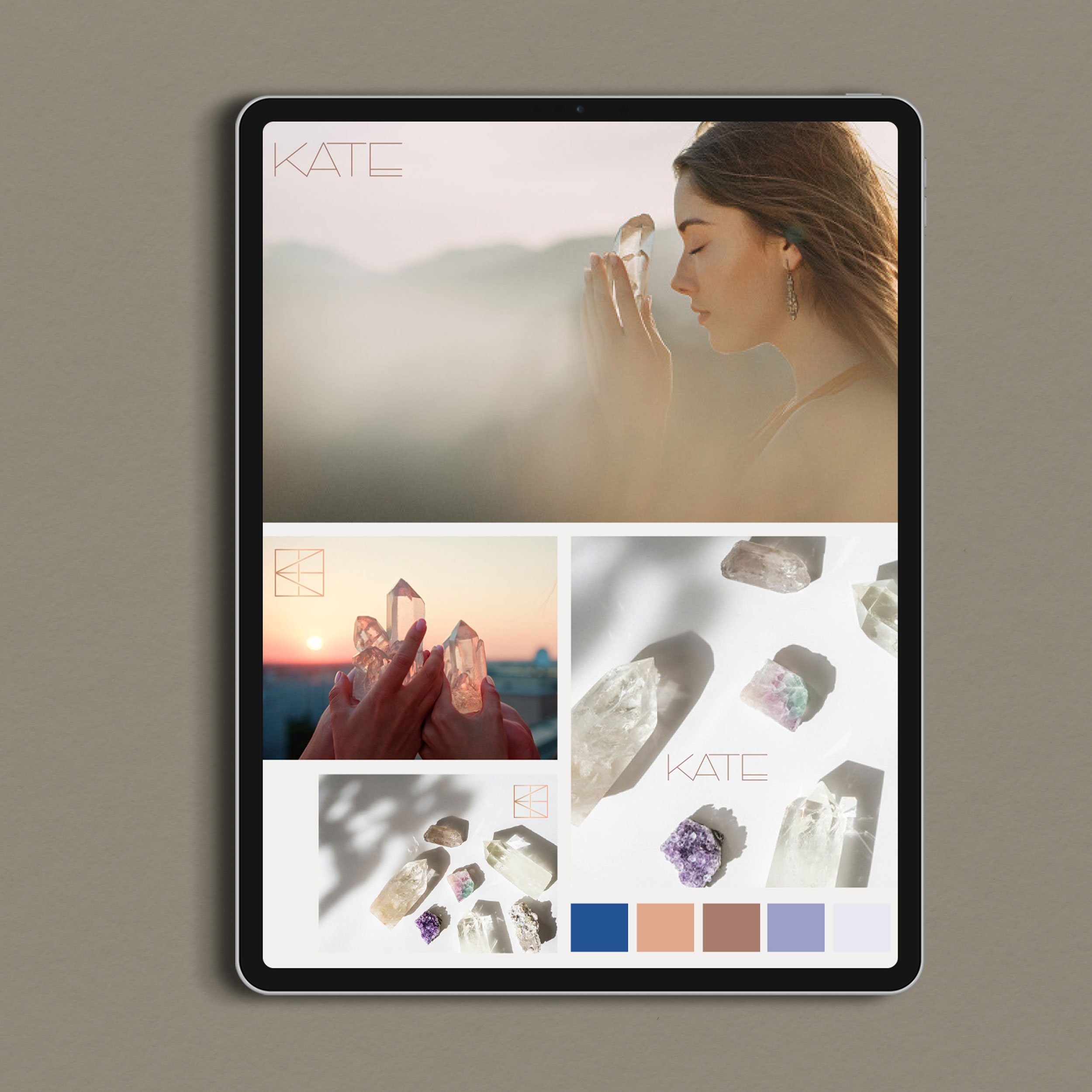 Visual branding for crystals retailer