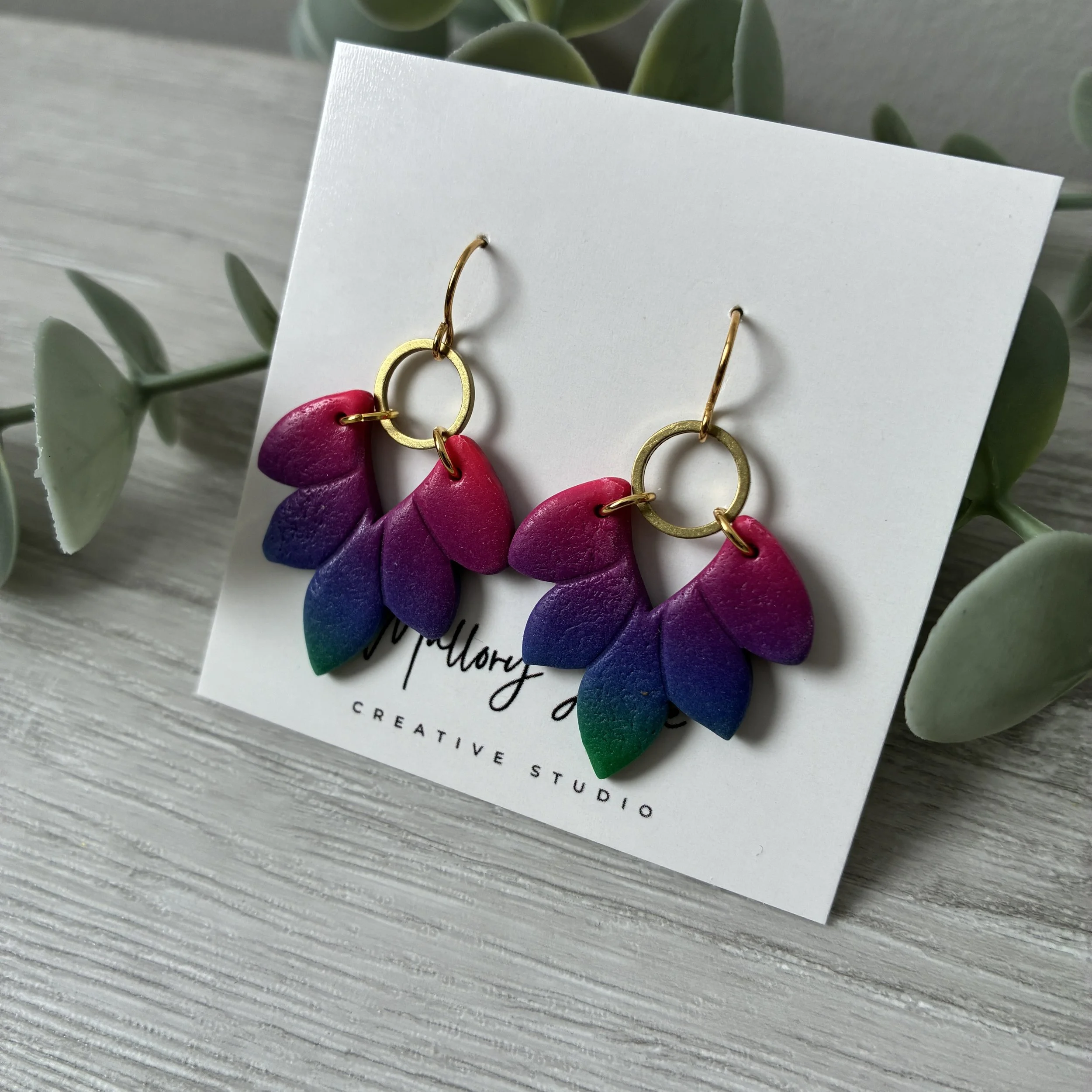 Ombre Rainbow Colored Earrings