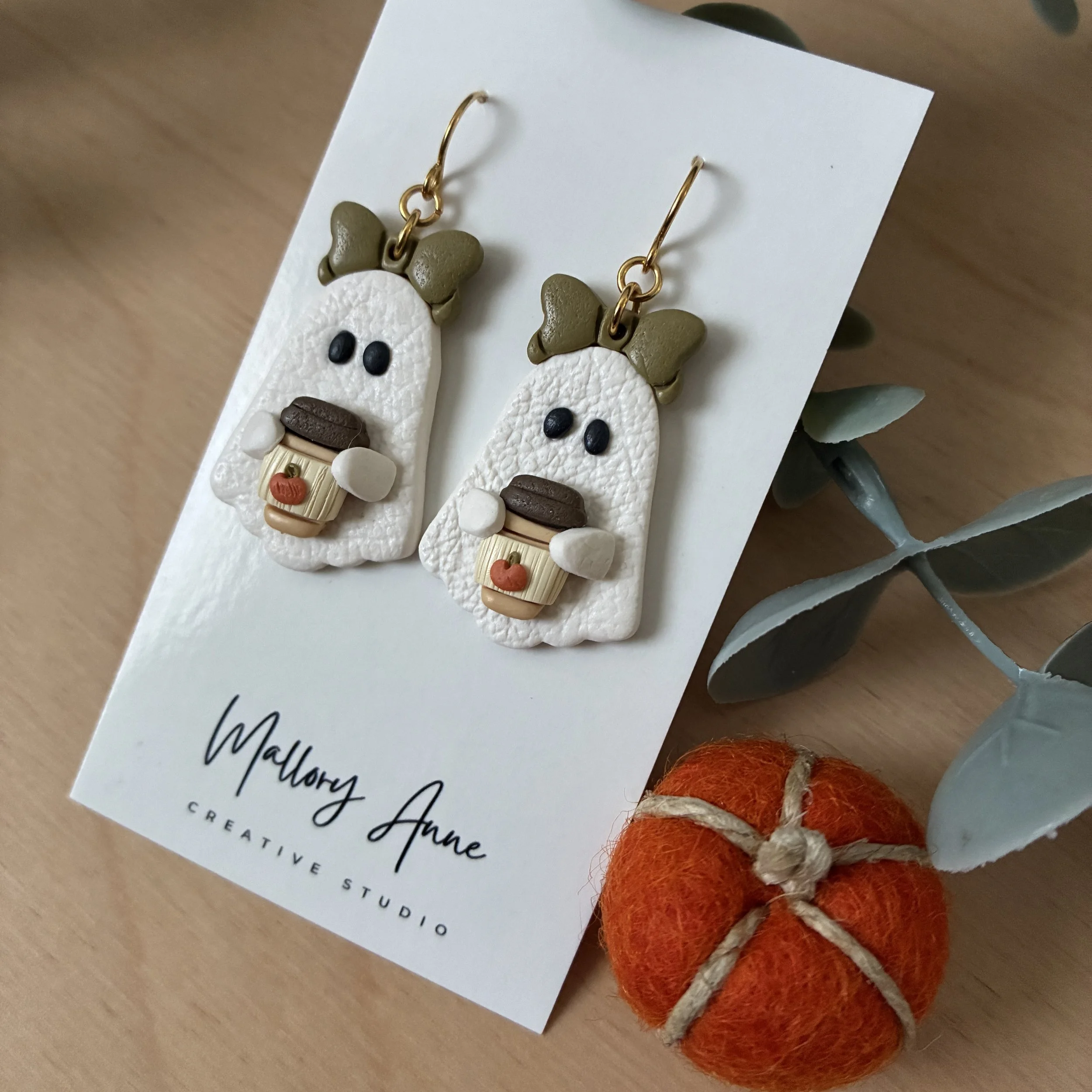 Pumpkin Spice Ghost Earrings