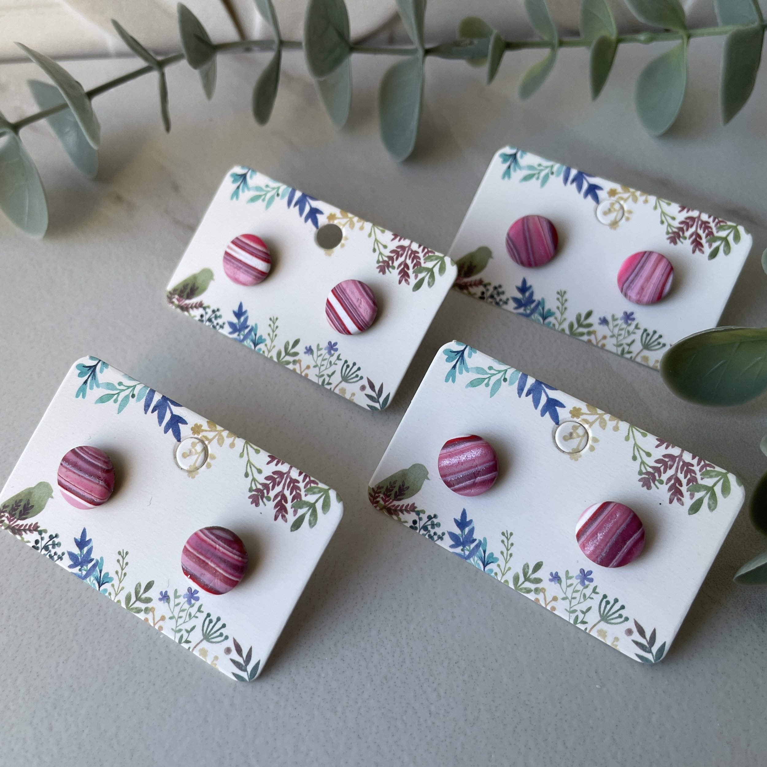 Pink Stripe Studs
