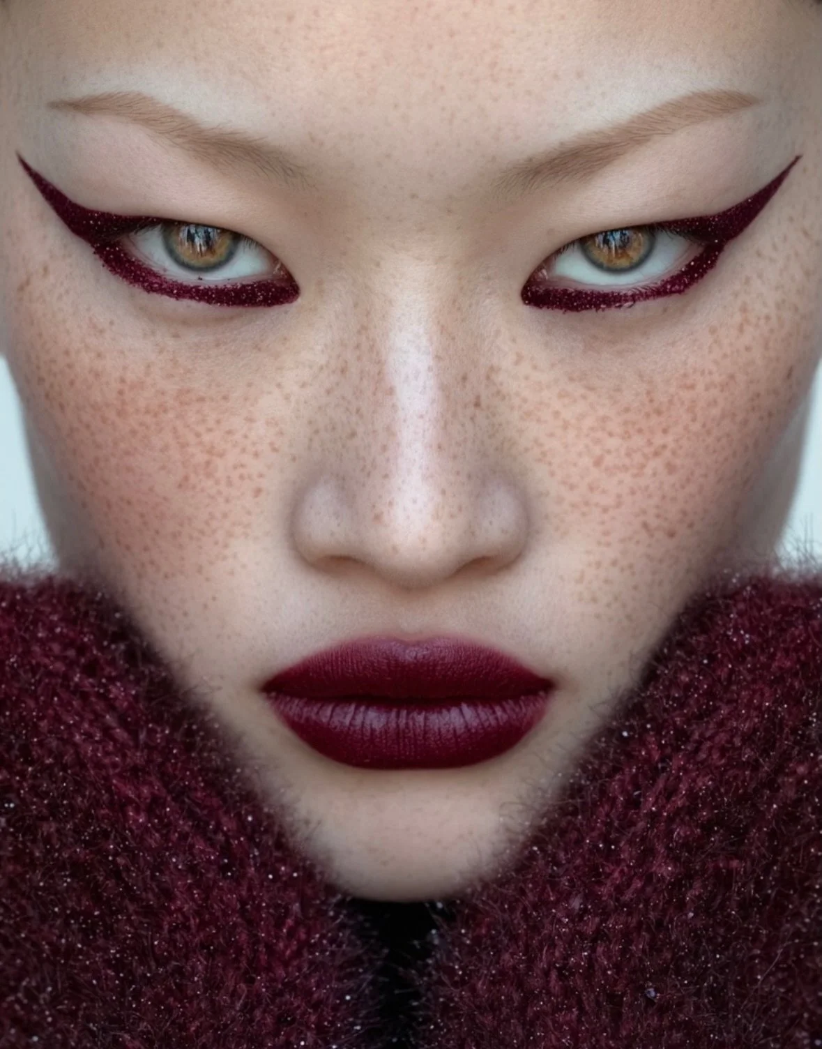 A vision drenched in velvet tones and whispered elegance.

&bull;&bull;&bull;
#repost

@annabredaphotography Burgundy Symphony 👄 beauty editorial💄

creative direction by me powered with the support of Ai

#midjourneyartwork #creativedirection #beau