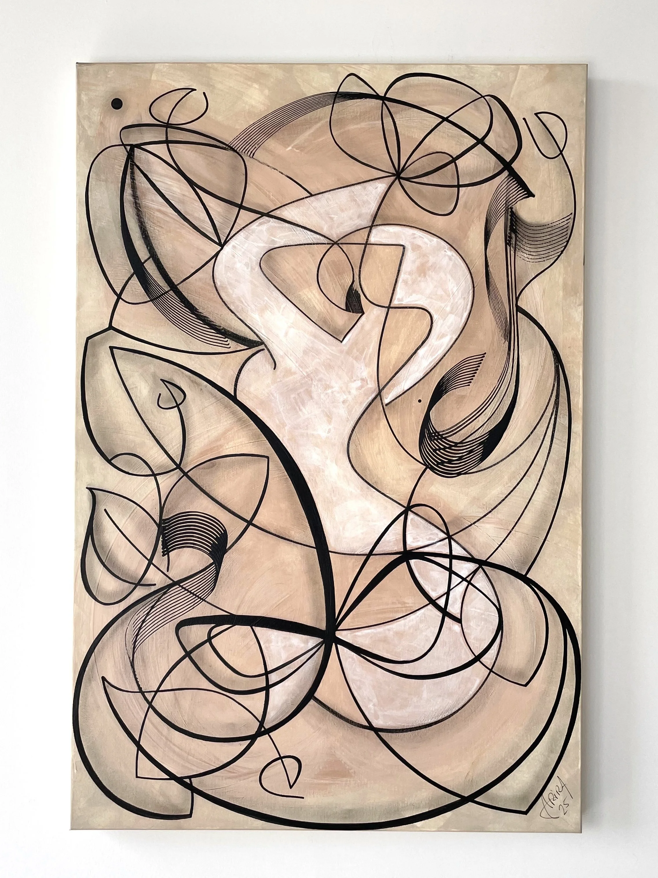 Twilight Bather, 24" x 36", Acrylic, ink and charcoal on canvas