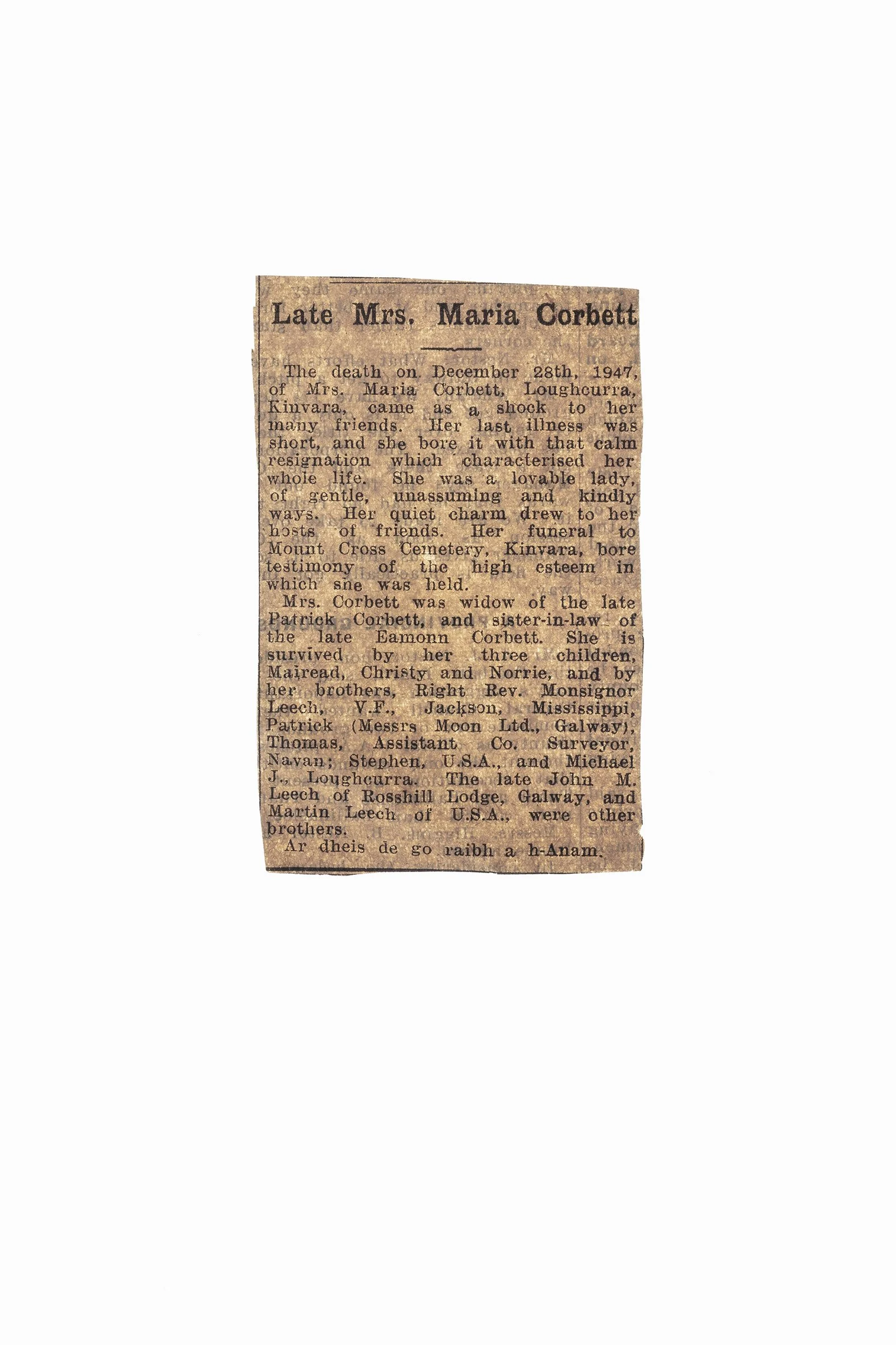 OBITUARY MOTHER