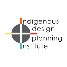 Logo for Indigenous Design Planning Institute with a circular design and colorful vertical and horizontal lines.