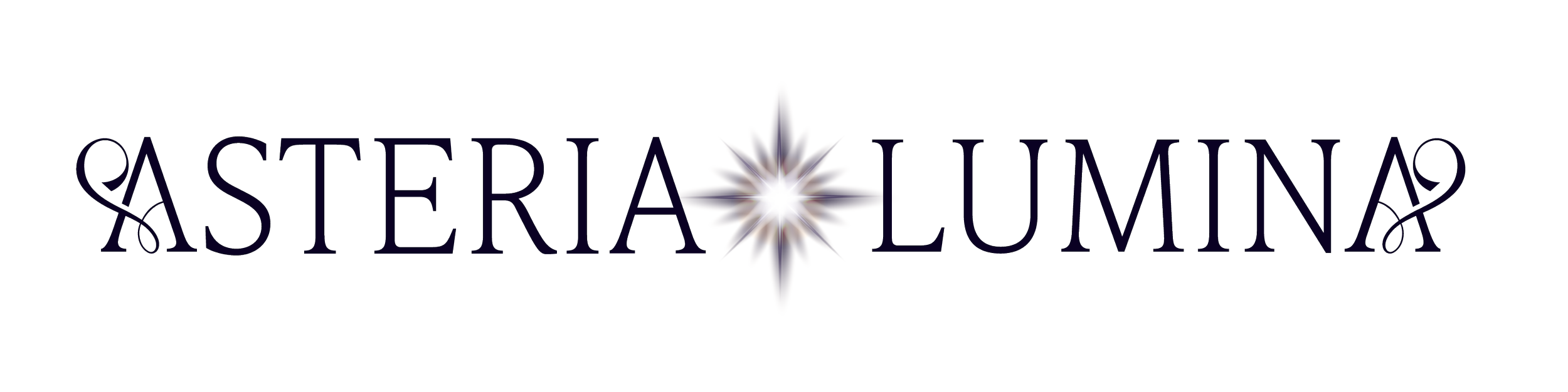 Midnight Asteria Lumina wordmark logo representing sovereign mentorship, intuitive healing, and transformational guidance for leaders and healers