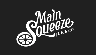 Main Squeeze Juice Co logo with a lemon wheel graphic in black and white.