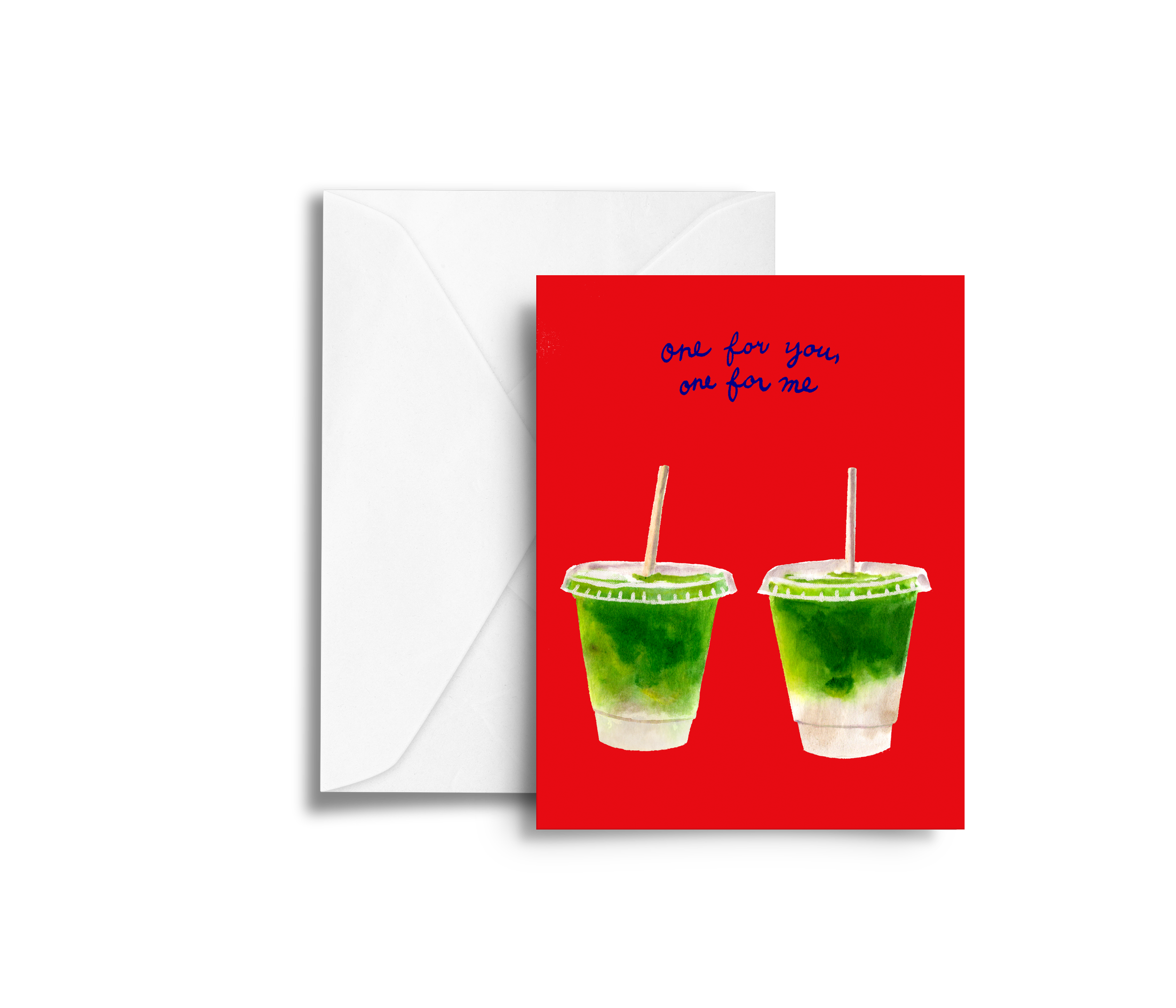 one for you one for me matcha latte friends greeting card