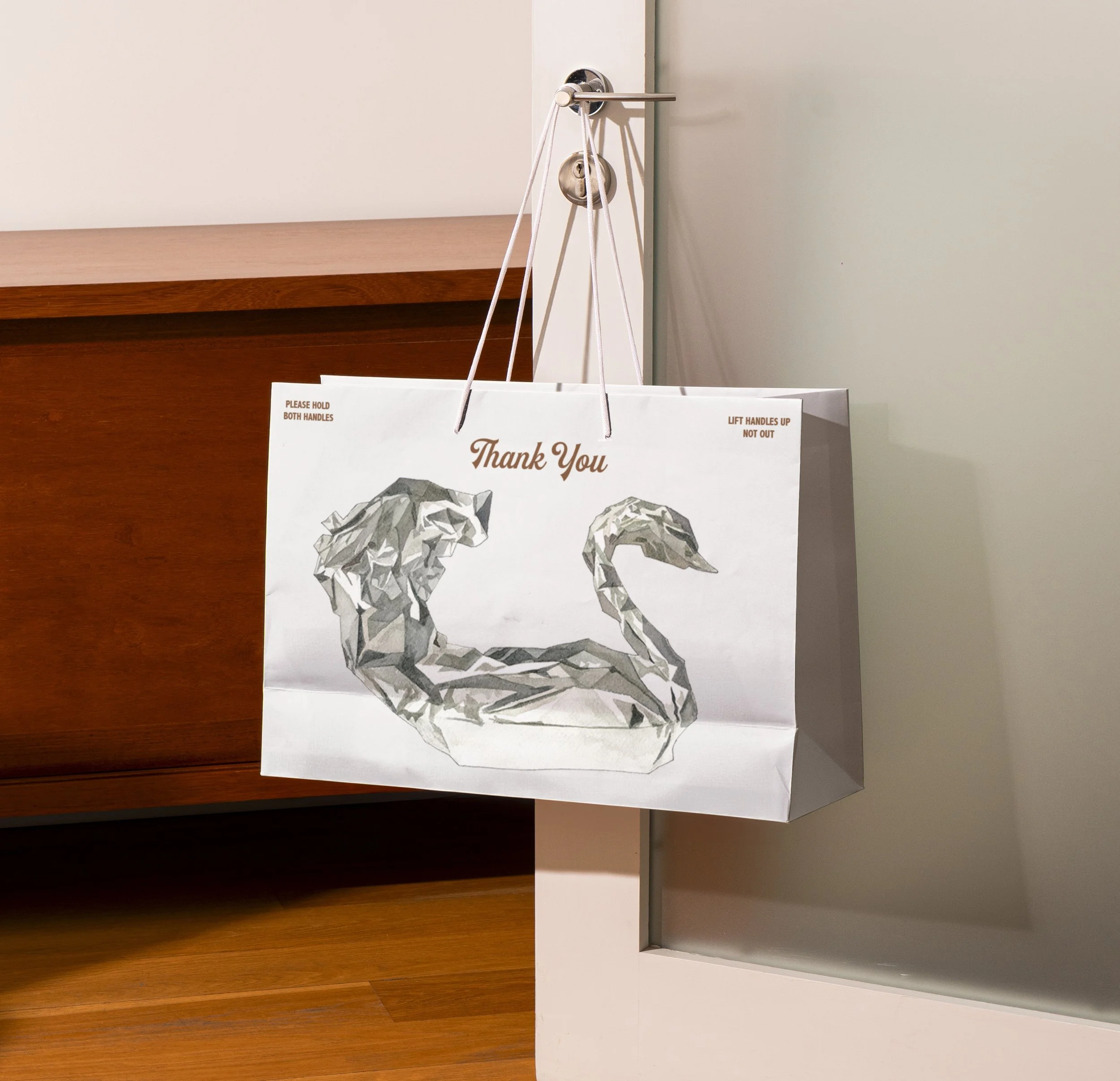 Thank you restaurant take out to go bag paper