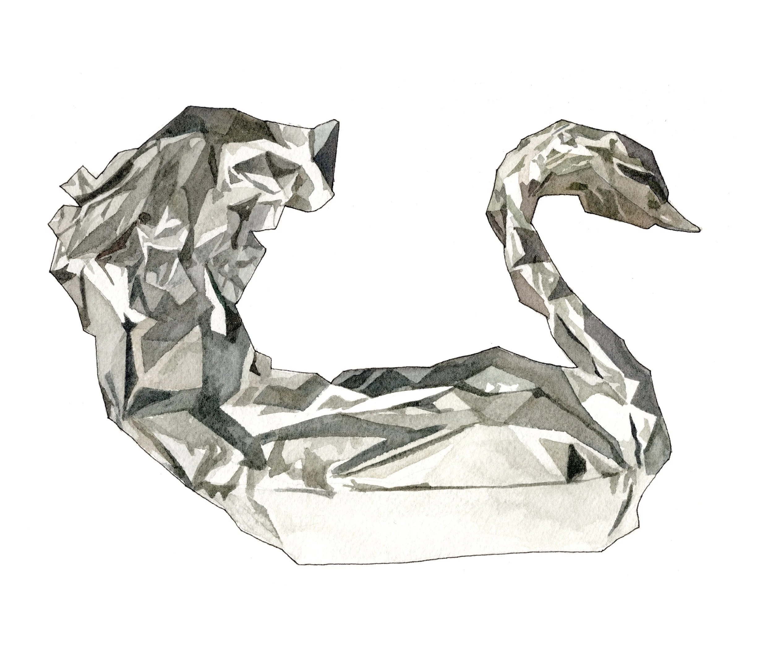 tin foil swan takeout packaging food illustration watercolor la american restaurant painting